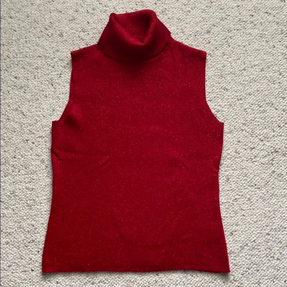 NWOT Worthington red sleeveless turtleneck